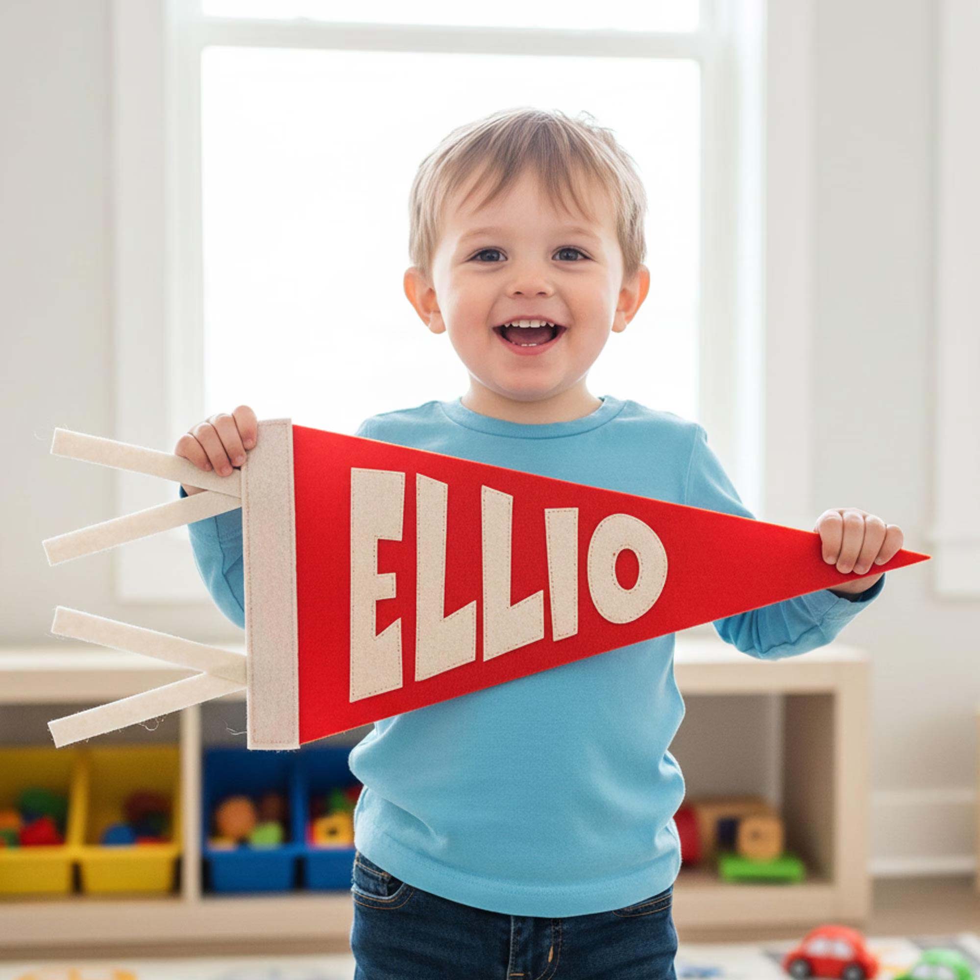 Personalized Felt Pennant – Custom Sewn Banner for Baby Room, Playroom, or Gifts