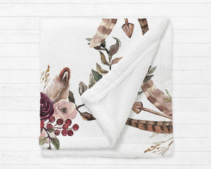 Boho Floral Personalized Baby Milestone Blanket, Baby shower gift, Personalized Baby Name Blanket ,watch me grow blanket