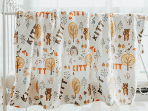 Forest Friends Personalized Baby Name Blanket, Baby shower gift, Baby Name Blanket, Baby Girl Blanket, Baby Boy Blanket, Baby Gift