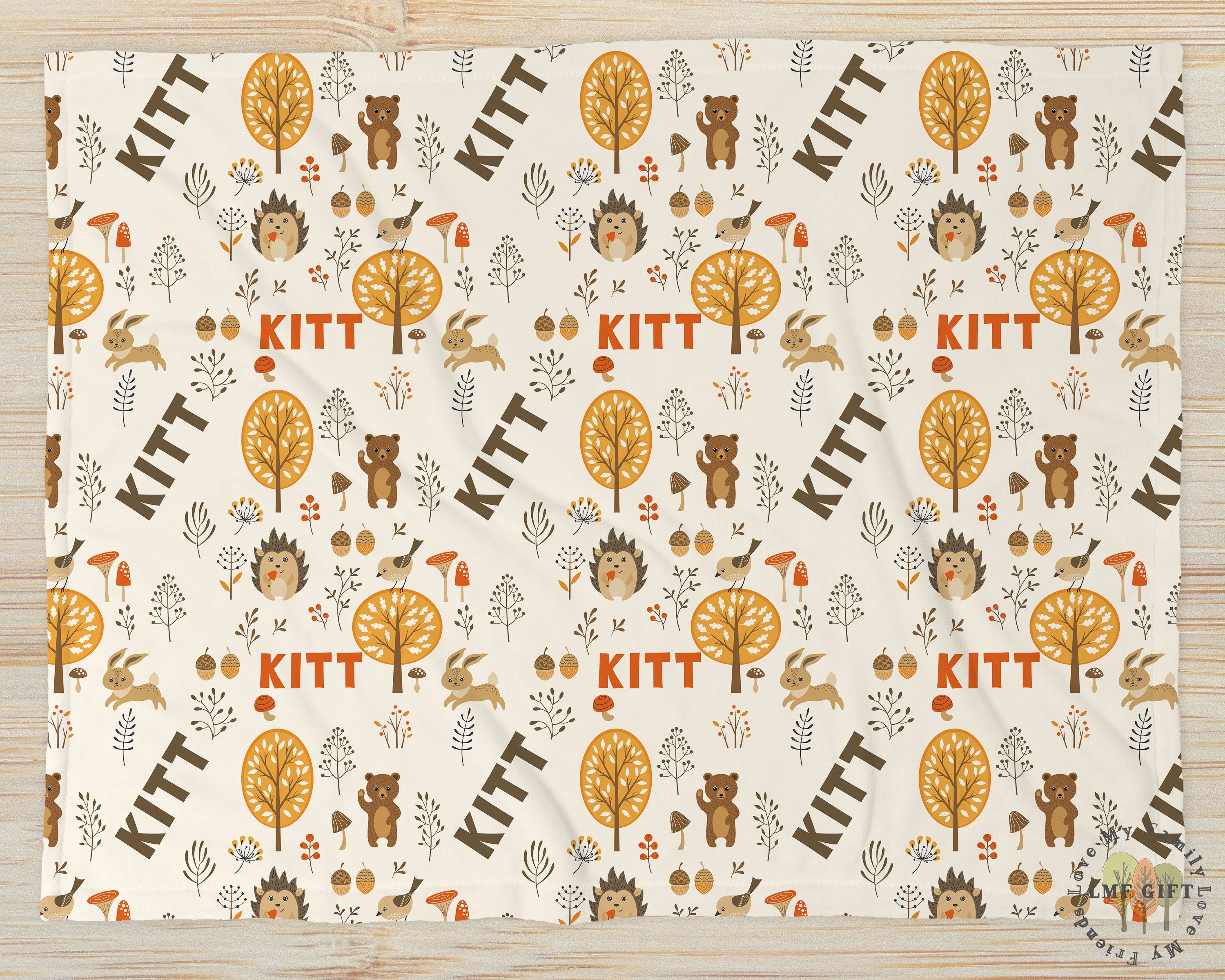 Forest Friends Personalized Baby Name Blanket, Baby shower gift, Baby Name Blanket, Baby Girl Blanket, Baby Boy Blanket, Baby Gift