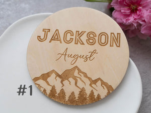 Mountain Baby Name Announcement | Wooden Baby Name Announcement Sign | Name Reveal Plaque | Birth Announcement Sign |Baby Shower Gift