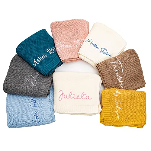 customized Knit Baby Blanket with Embroidered Name - Display purposes only