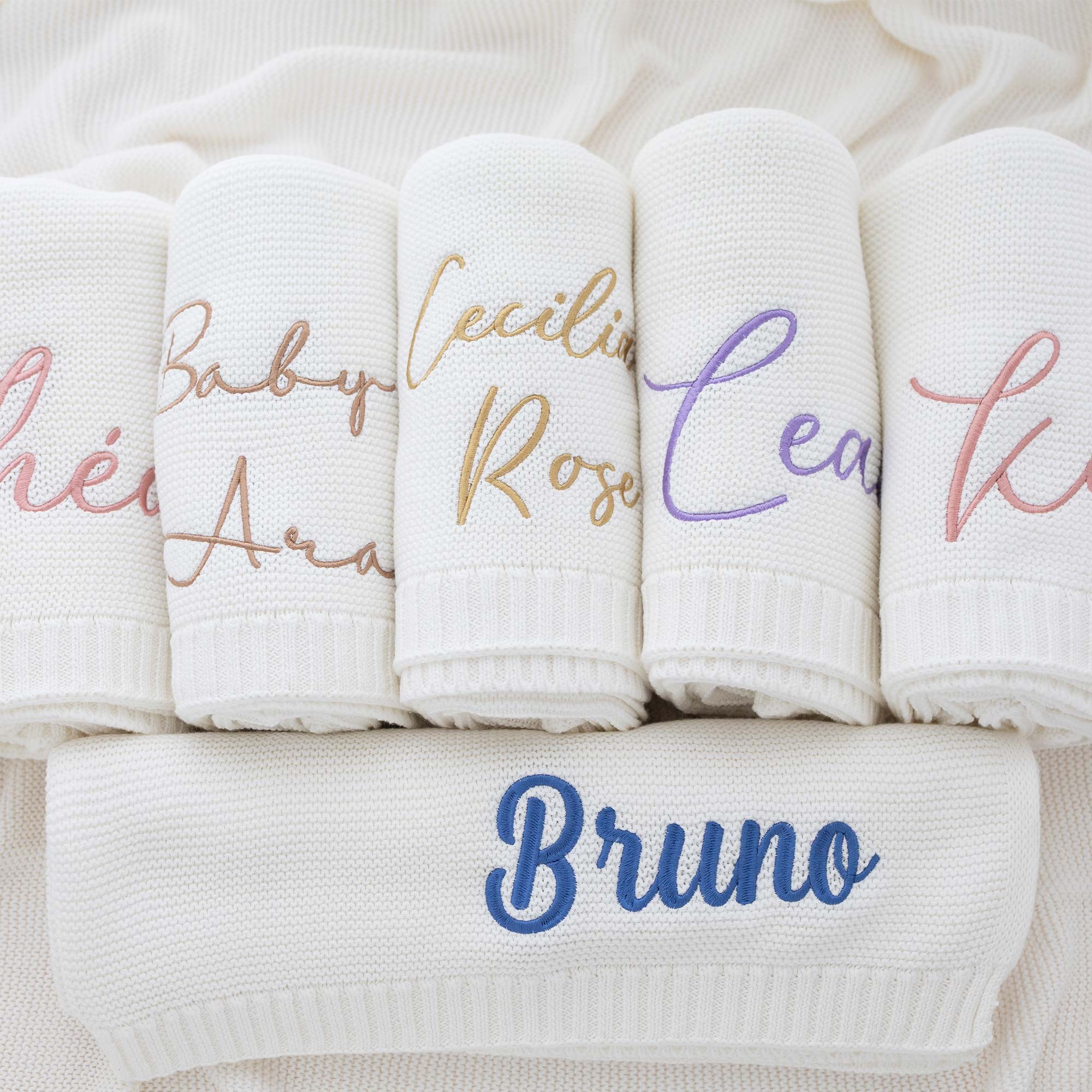 customized Knit Baby Blanket with Embroidered Name - Display purposes only