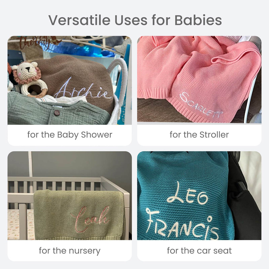 Personalized Knit Cotton Baby Blanket