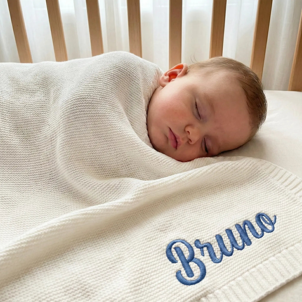 Personalized Knit Cotton Baby Blanket