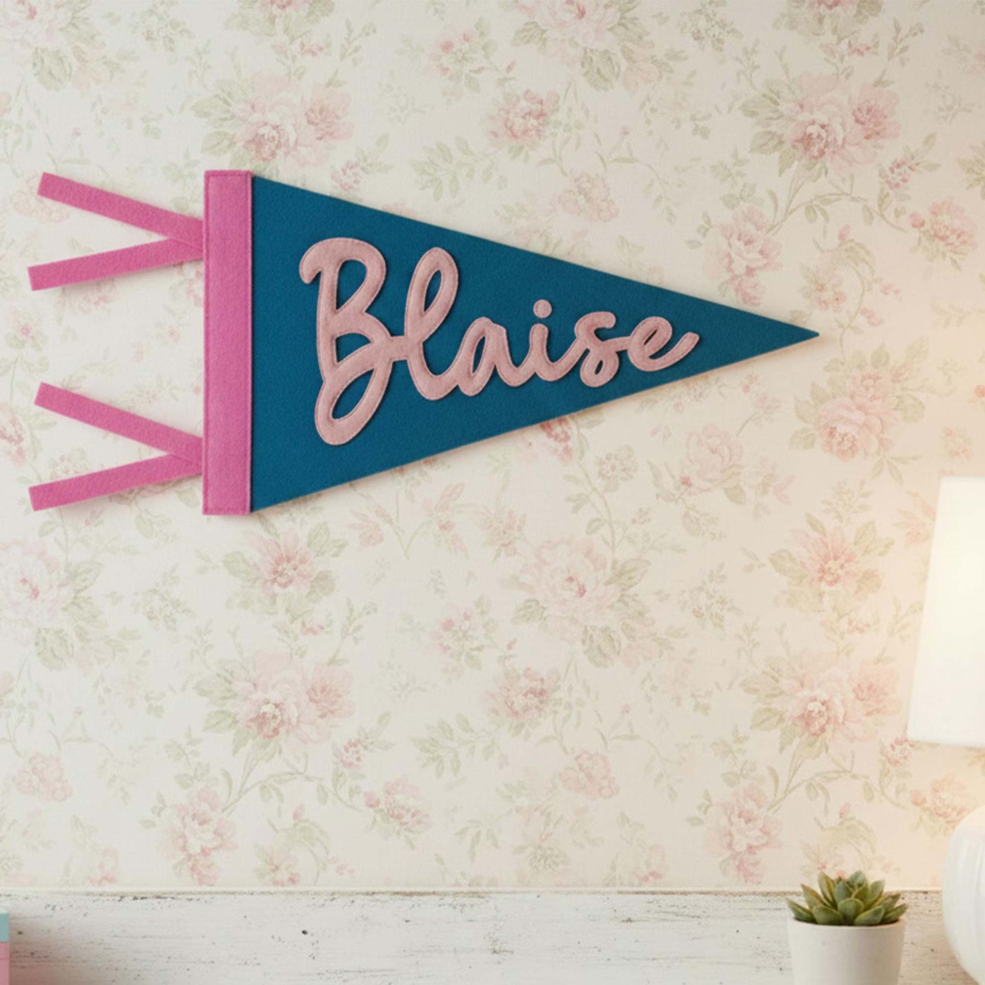 Personalized Felt Pennant – Custom Sewn Banner for Baby Room, Playroom, or Gifts