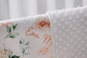 Personalized Minky Dot Baby Blanket, Free Shipping, Custom baby blanket, Baby Girl Blanket, Pink Flower Throw Blanket, Baby Gift
