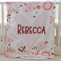 Personalized Baby Blanket, Free Shipping, Custom baby blanket, Baby Girl Blanket, Pink Flower Throw Blanket, Baby Gift, Embroidery Blanket