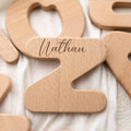 Alphabet Letter Grasping Toy | Alphabet Letter Teether | Wooden Toys | Personalized | Name Engraved | Wood Letter Newborn Gift